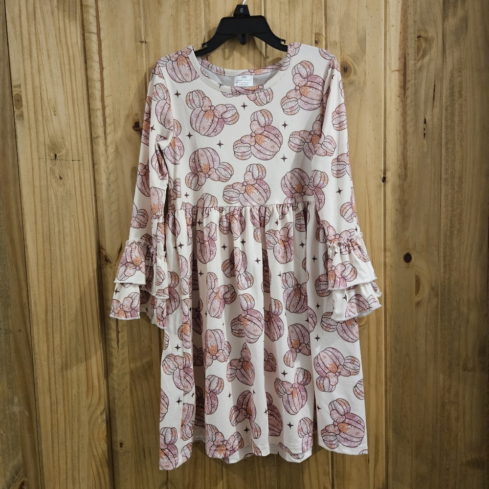 Mini Mouse Pumpkin Pink Patterned Kids Dress Size 6 Or 7